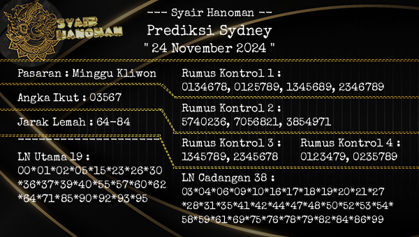 --- Syair Hanoman -- - Prediksi Sydney