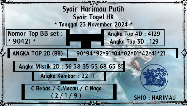 Syair Harimau Putih - Syair Togel HK