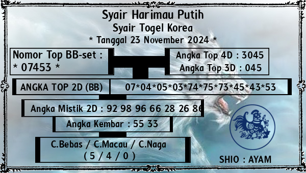 Syair Harimau Putih - Syair Togel Korea