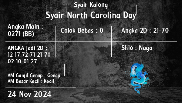 Syair Kalong - Syair North Carolina Day