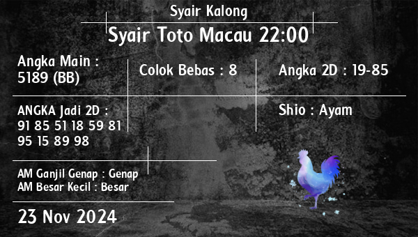 Syair Kalong - Syair Toto Macau 22:00