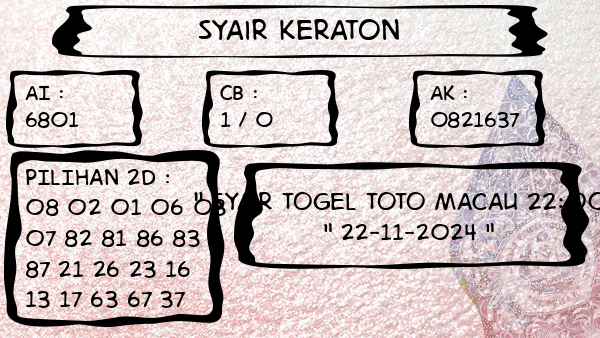 Syair Keraton - Syair Togel Toto Macau 22:00