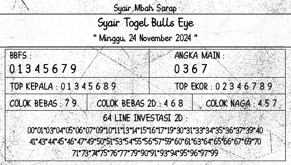 Syair Mbah Sarap - Syair Togel Bulls Eye