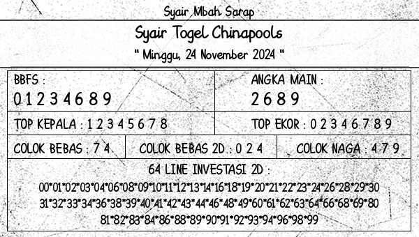 Syair Mbah Sarap - Syair Togel Chinapools