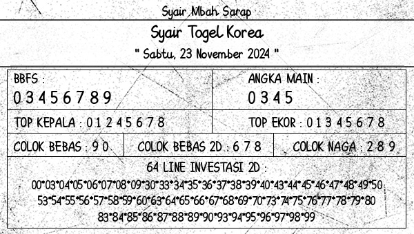 Syair Mbah Sarap - Syair Togel Korea