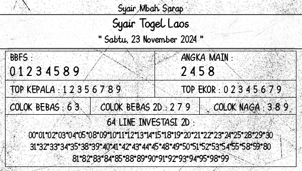 Syair Mbah Sarap - Syair Togel Laos