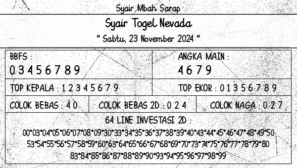 Syair Mbah Sarap - Syair Togel Nevada