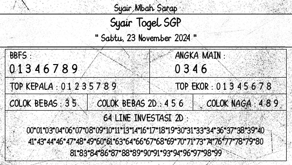 Syair Mbah Sarap - Syair Togel SGP