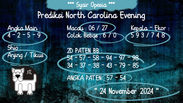 Syair Opesia - Prediksi North Carolina Evening