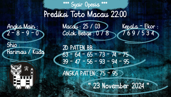 Syair Opesia - Prediksi Toto Macau 22:00