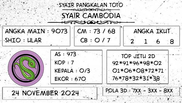 SYAIR PANGKALAN TOTO - Syair Cambodia