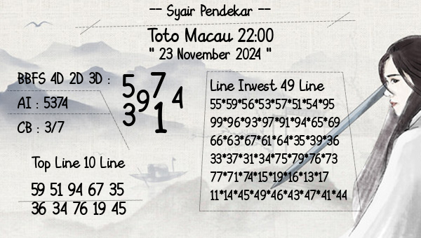 Syair Pendekar - Toto Macau 22:00